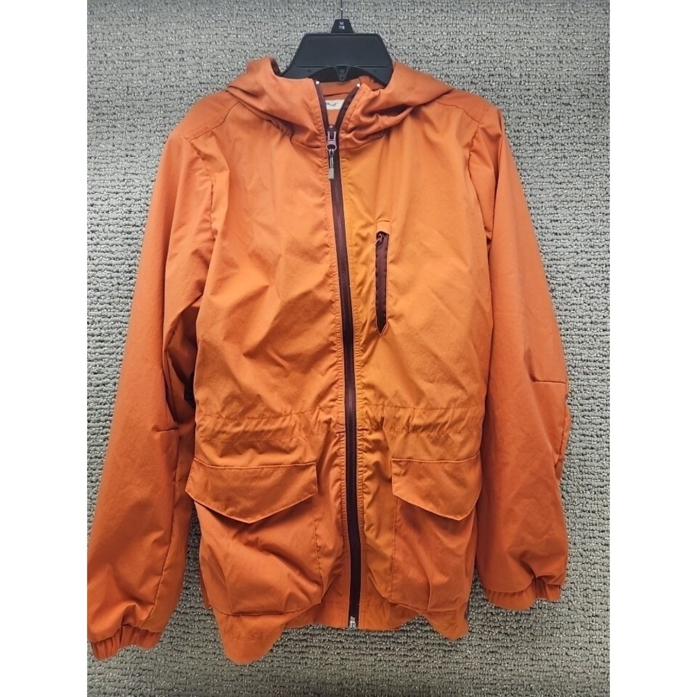 CAT Caterpillar Windbreaker Womens Small Orange Jacket  Zip-up Pockets 96% Nylon